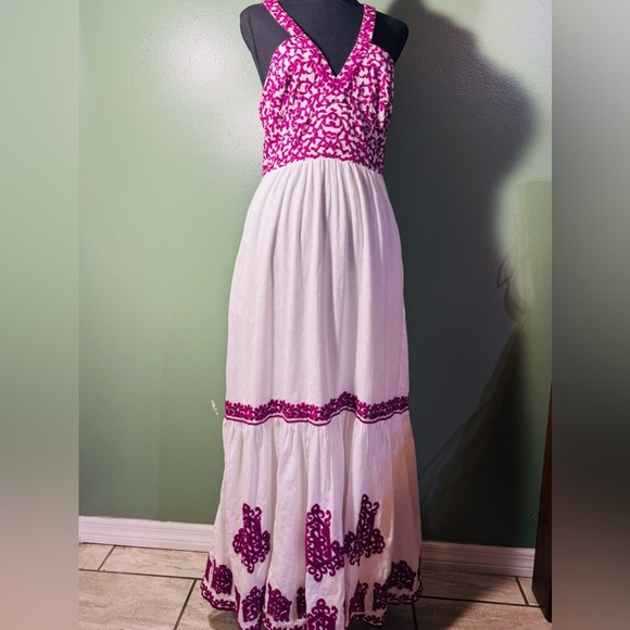 Anthropologie White and purple Maxi Dress - Picture 6 of 13